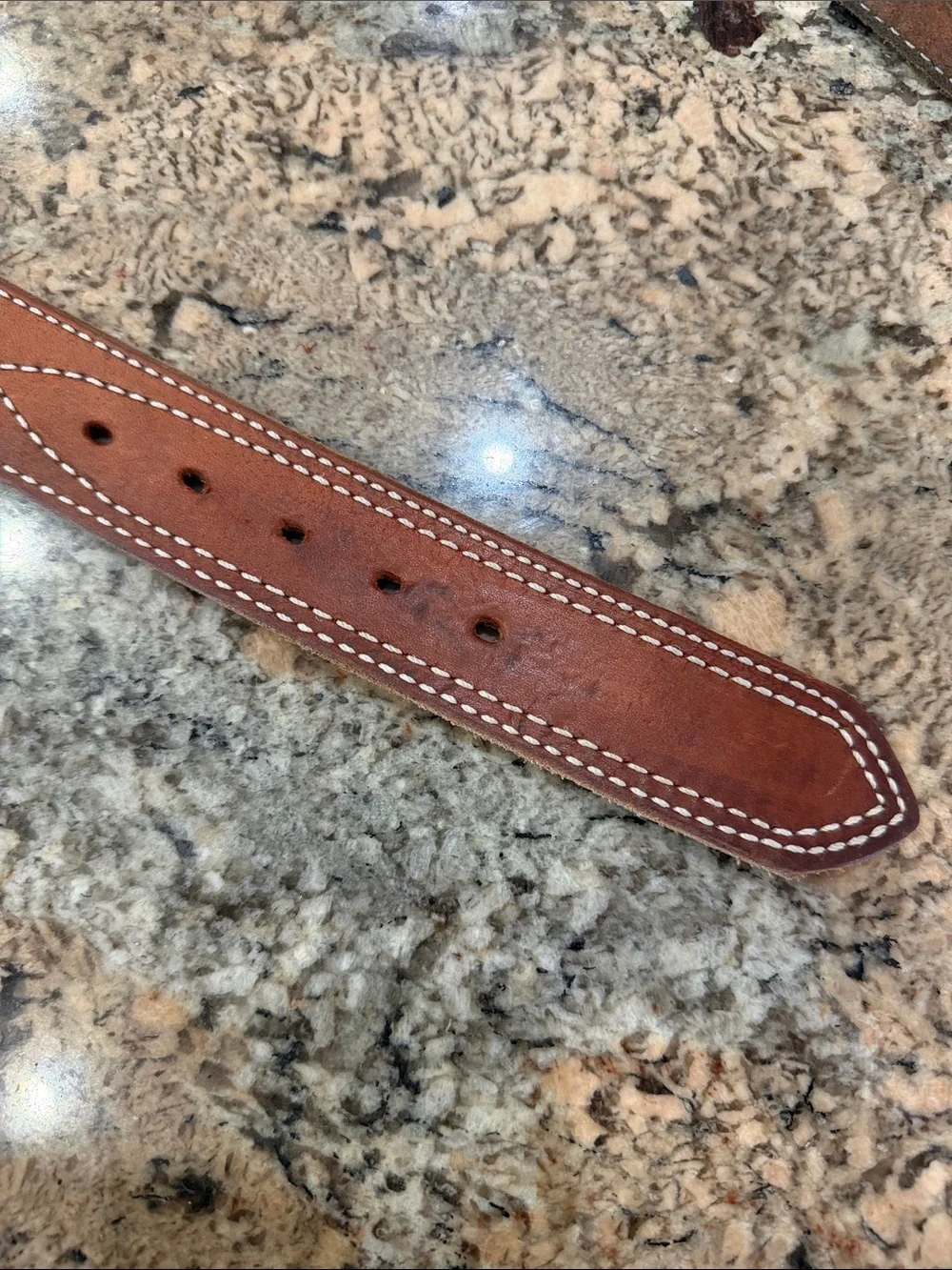 Brown Leather Men’s Adjustable Belt Strap with Contrast Stitching